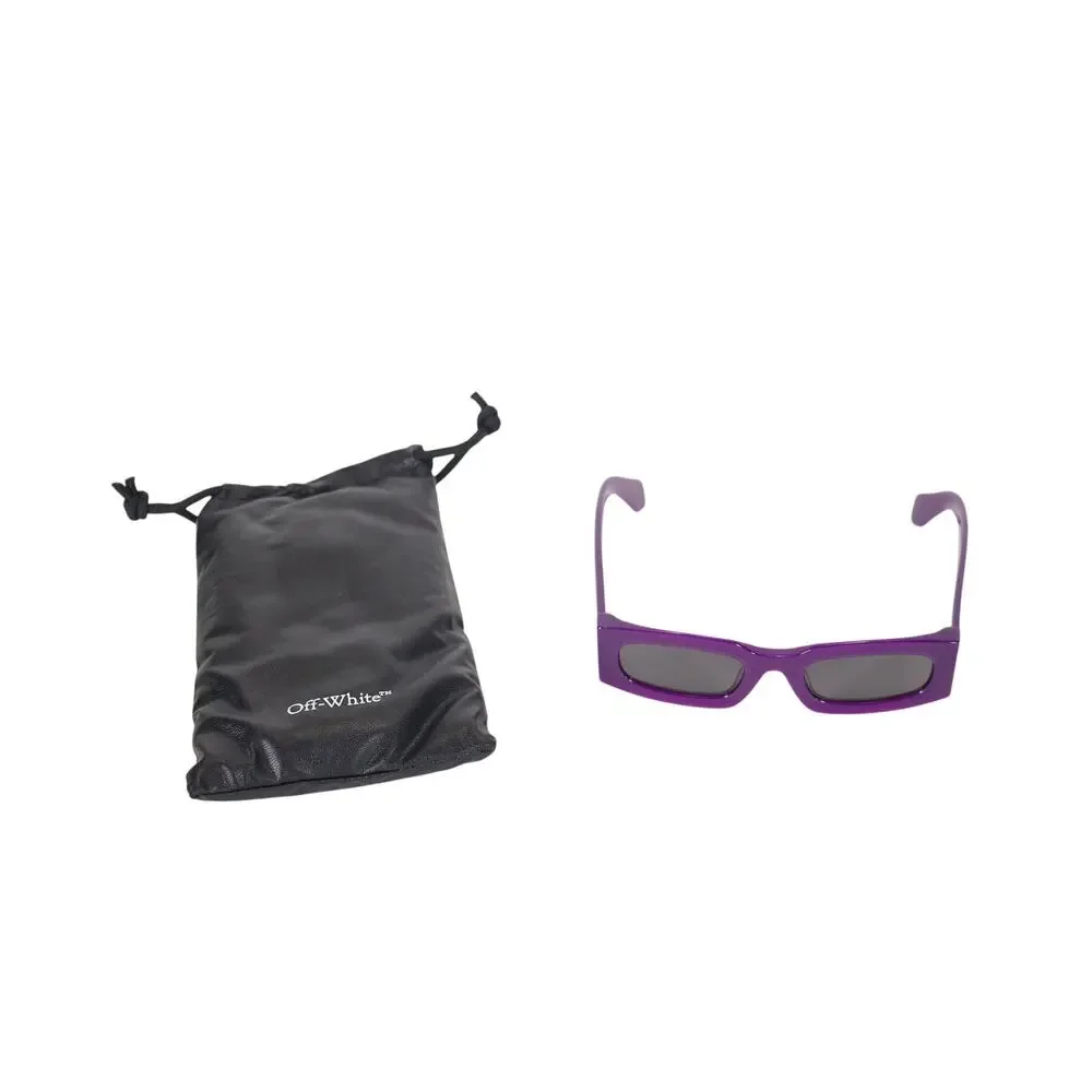 Off-White CARY Narrow Rectangle Sunglasses – Shiny Purple / Dark Gray – NWT